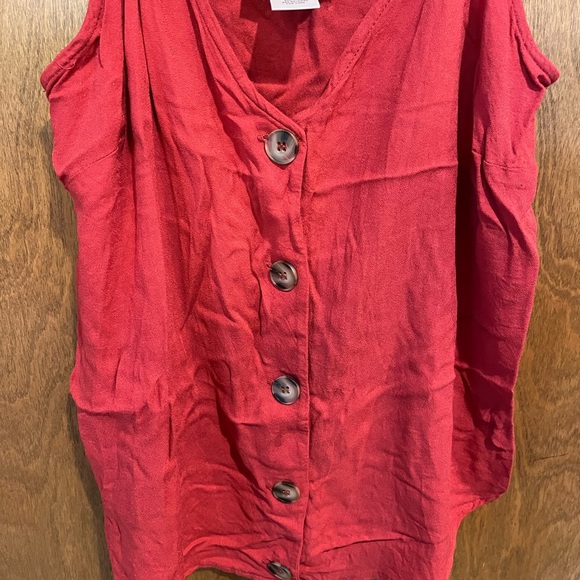 URBAN ROMANTICS bright orange button down tank top - Picture 3 of 3